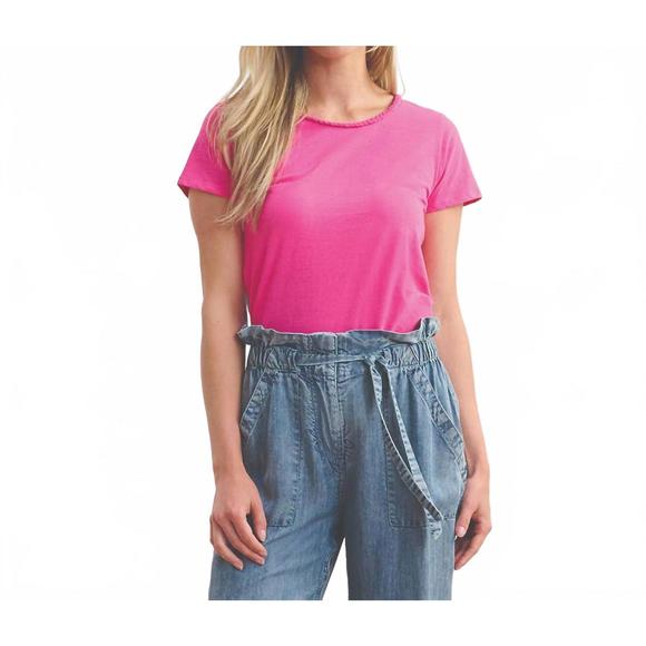 NEW HATLEY braided neck tee in fuchsia - Picture 1 of 3